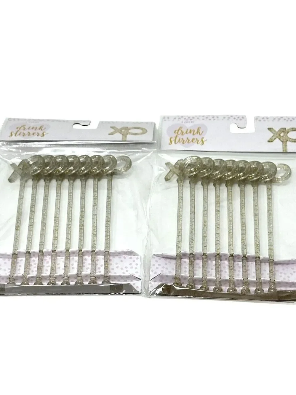 Set of 2 XO Glitter Drink Stirrers Valentine Cocktail Swizzle Sticks Barware